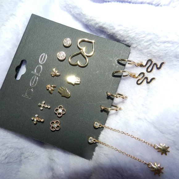 bebe Jewelry - Bebe Earrings assorted charm heart Cross snake +More  Post style set NEW